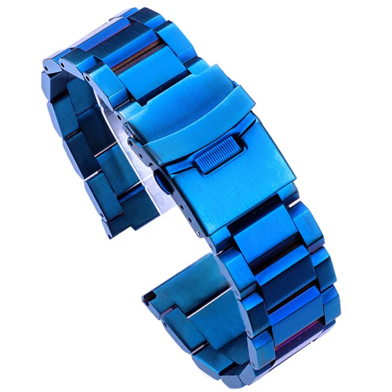 Stainless Steel Watch Bracelet 18mm 20mm 22mm 24mm Metal Watch Bands Link Strap Blue Black Gold Watch Accessories