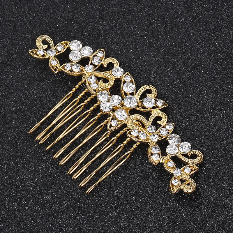 BLIJERY Fashion Floral Wedding Hair Accessories Gold Color Crystal Bridal Hair Combs for Women Hairpins Wedding Hair Jewelry