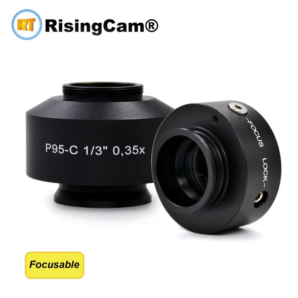 Cámara de microscopio estándar P95 Focusable 0.35X, adaptador de montaje C compatible con microscopio trinocular Zeiss