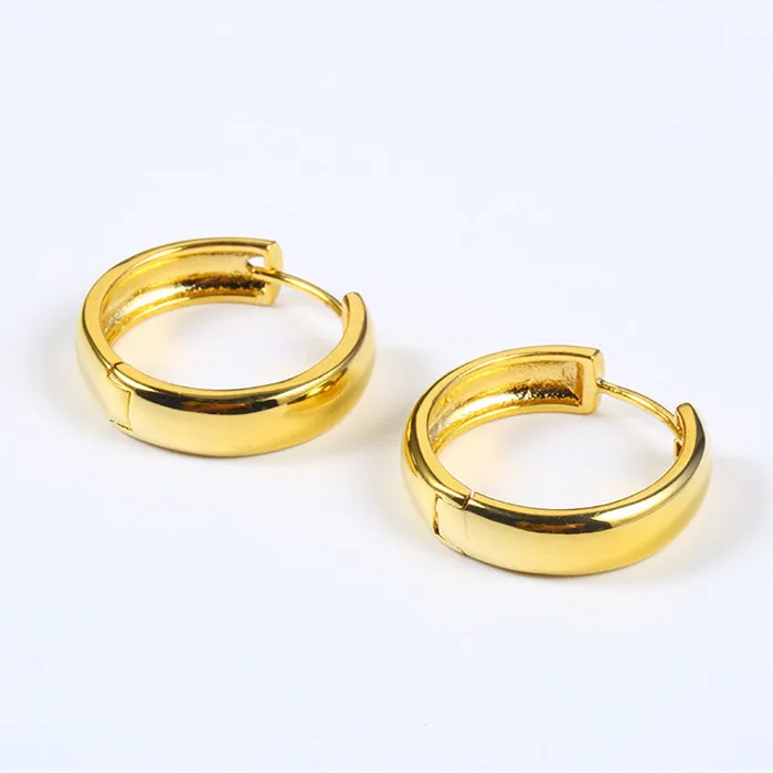 

Women's Plain Smooth Hoop Earrings 18K Yellow Gold Filled Minimalist Small Circle Round Huggies Earrings Mother's Day Gift