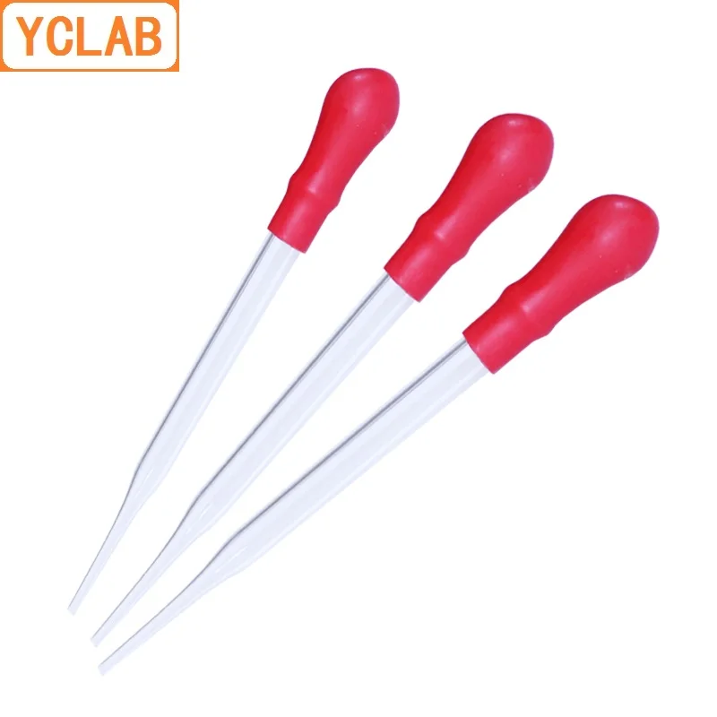 YCLAB 20cm Dropping Pipette Clear Glass Straight Tip with Red Latex Rubber Nipple Chemical Experiment Essential Oil Makeup