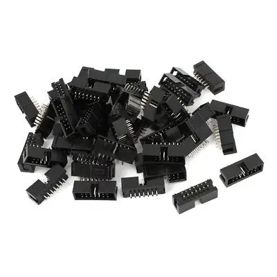 100 Pcs IDC Box Header DC3-14P 14 Way 2.54mm JTAG Socket Connector Black