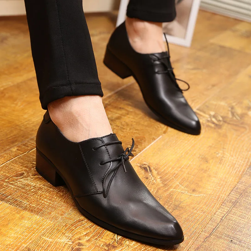 New Leather Shoes Breathable Pointed Toe Men Dress Shoes Business Korea Lace Up Men Formal Shoes Oxfords Shoes For Men Wedding