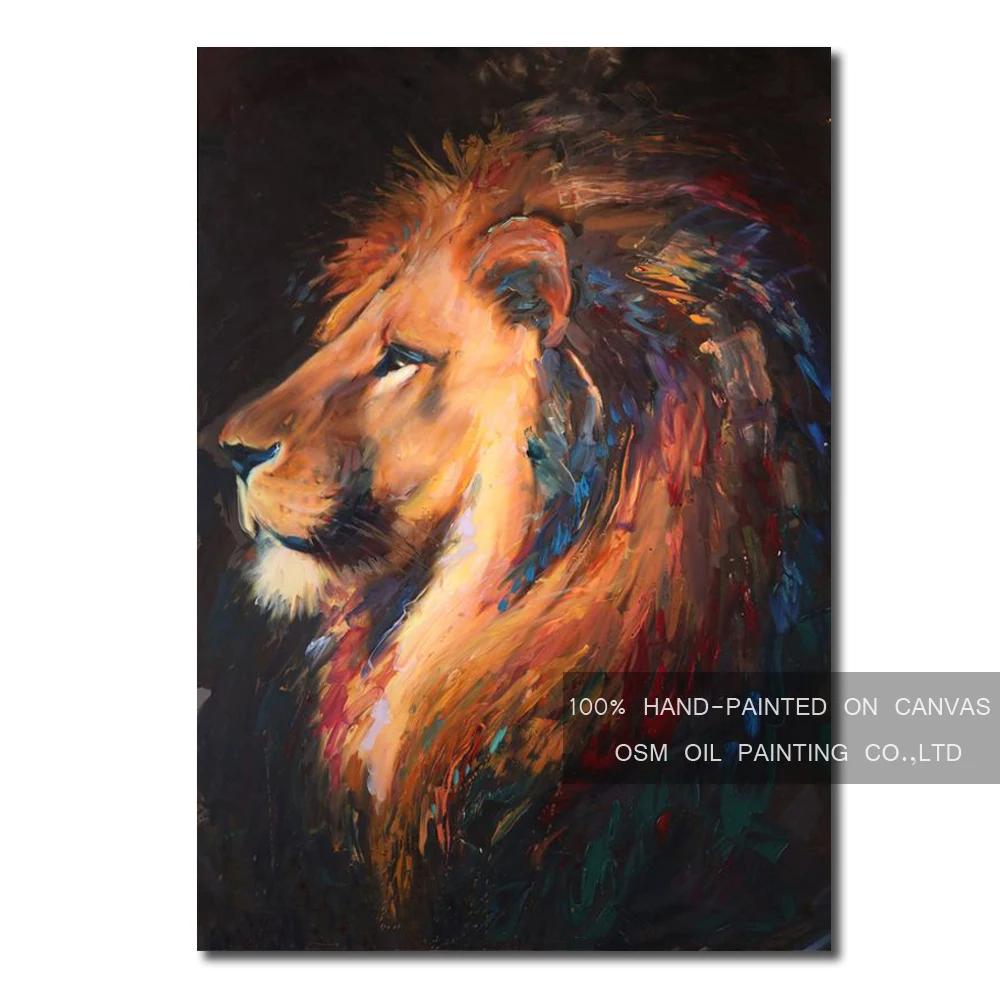 

Expert Artist Pure Hand-painted High Quality Lion King Oil Painting on Canvas The King of The Plains Oil Painting For Decoration