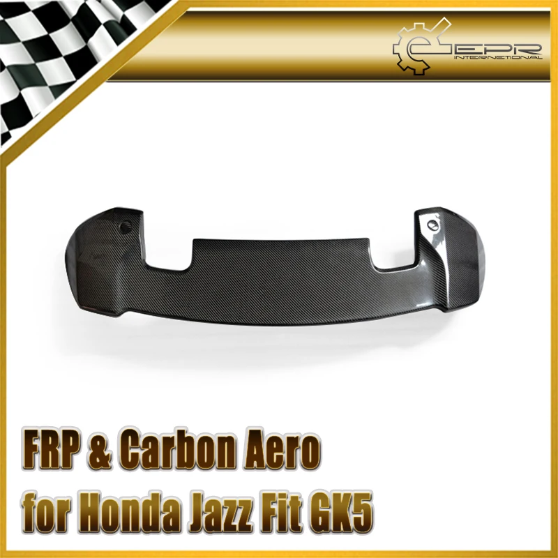 Car-styling For Honda Jazz Fit GK5 14-17 Carbon Fiber RS-Style Rear Spoiler With Brake Light Fibre Trunk Wing