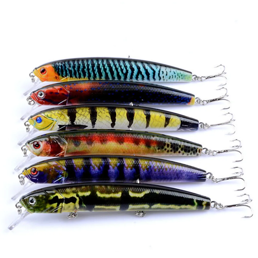 1PCS Minnow 16g/12.5cm Fishing Lure Hard Bionic 3D eyes Painted Hard Bait Wobblers Crankbait Swimbait Fishing Tackle 6 Colors