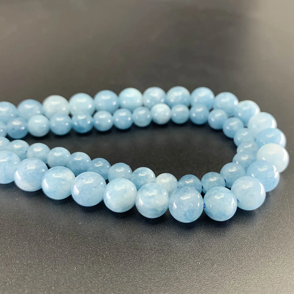 1strand/lot Natural Aquamarin Agat Stone Bead 4/6/8/10/12mm Round Loose Spacer Beads For DIY Bracelet Jewelry Making Accessories
