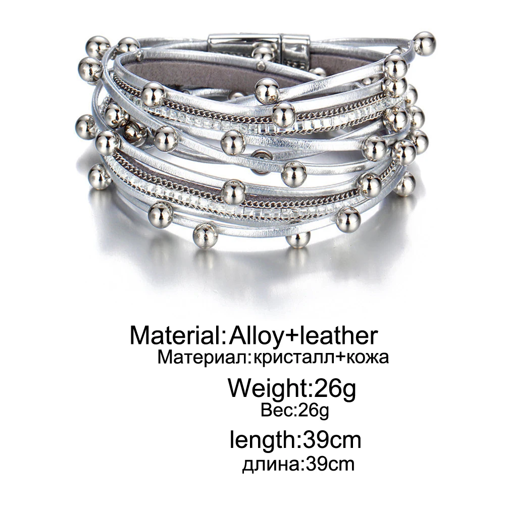 Bls-miracle 3 Color Fashion Multiple Layers Charm Bracelet For Women Vintage Leather Bracelets & Bangle Femme Party Jewelry Whol
