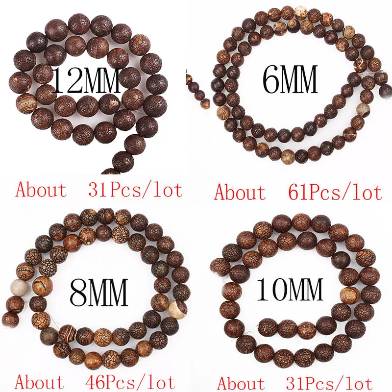 CAMDOE DANLEN New Natural Stone Beads Fossils Stone 6 8 10 12MM Loose Round Diy Charm Beads For Jewelry Making Accessories