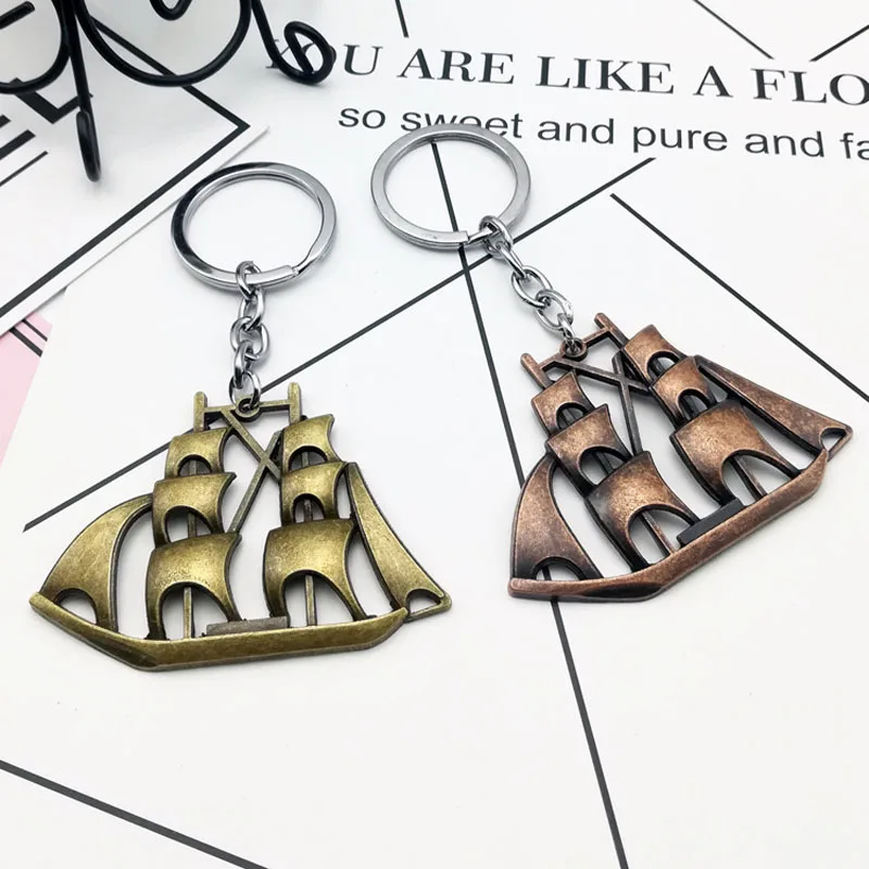 200pcs Novelty Metal Mini Pirate Ship Keychains Sailing Boat Keyrings Wedding Party Favor And Gifts For Guest ZA6571