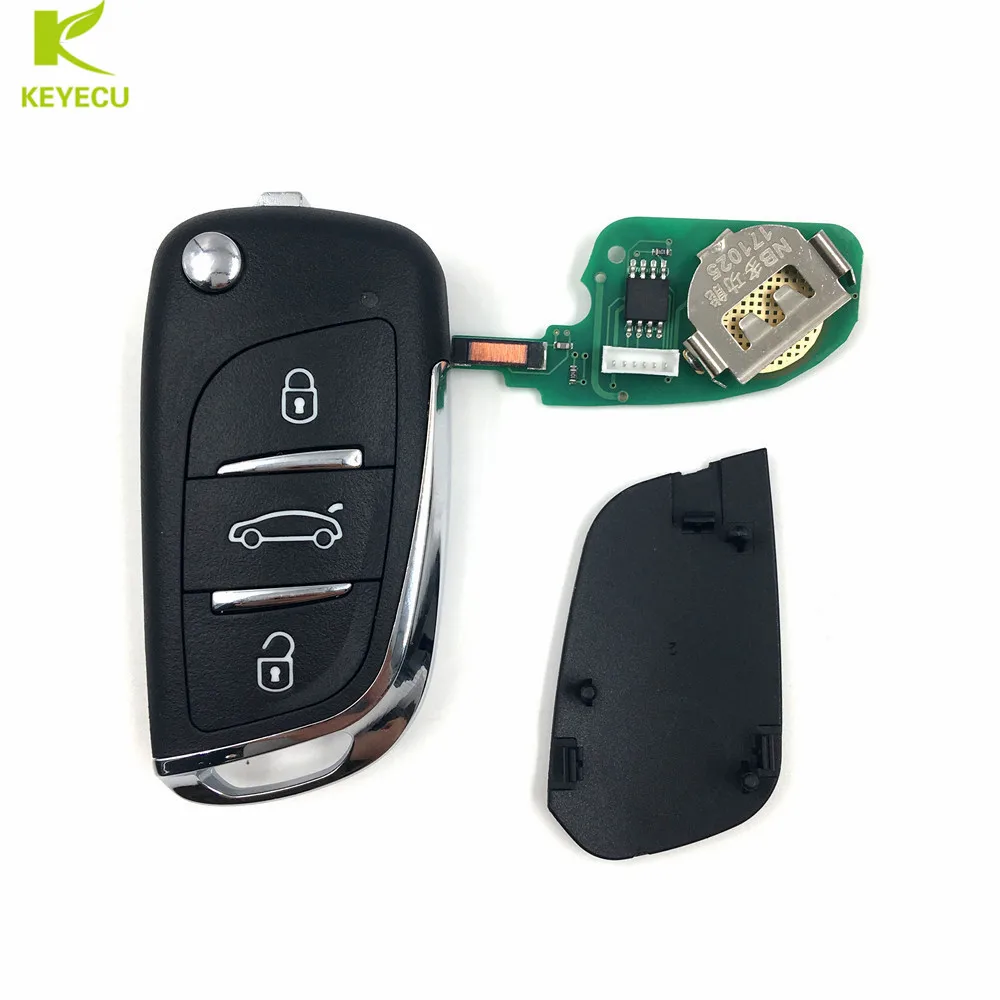 KEYECU Upgraded Folding Remote Key Fob 3 Buttons ASK 433MHZ for CITERON AND PEUGEOT 2014 C5