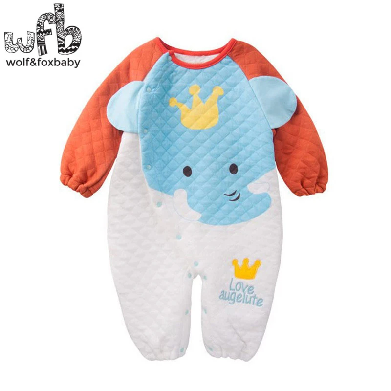 

Retail 0-2 years rompers cartoon animal Thickening Keep warm cute kids children spring autumn fall winter