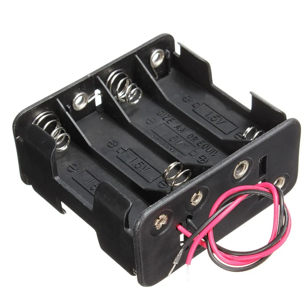 Free shipping by DHL Plastic 12V Battery Clip Slot Storage Holder Box Case 8 AA Batteries Stack 150mm Leads Wire 100pcs/lot