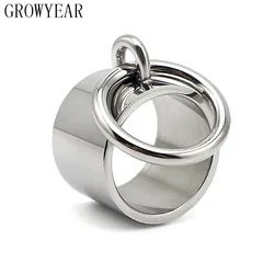 316 L Stainless Steel Silver Color 1 Pcs Trendy Women/ Men Rings Hiragana O Simple Personality Wide Interface Jewelry Never Fade