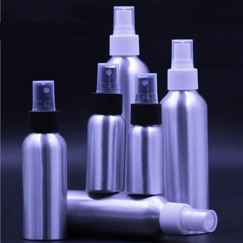 

30/50/100ml Aluminum spray bottle Fine Mist Aluminum Refill Bottle cosmetic spray jar Sample travel subpackage Bottles F2017759