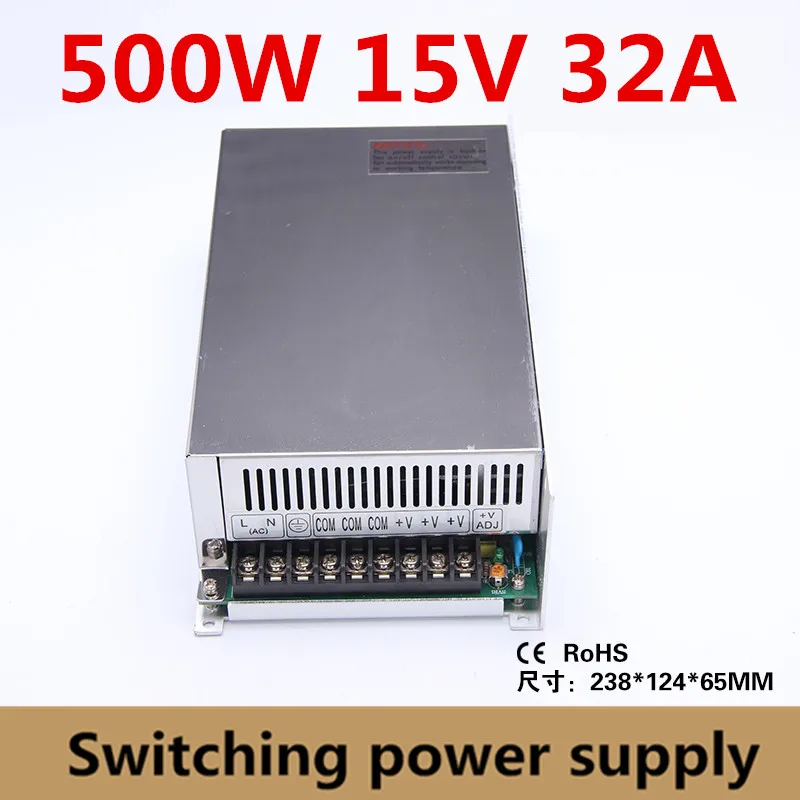 

Single output 500W switching power supply 15V 32A for CNC Router Foaming Mill Cut Laser Engraver Plasma LED ac/dc transformer