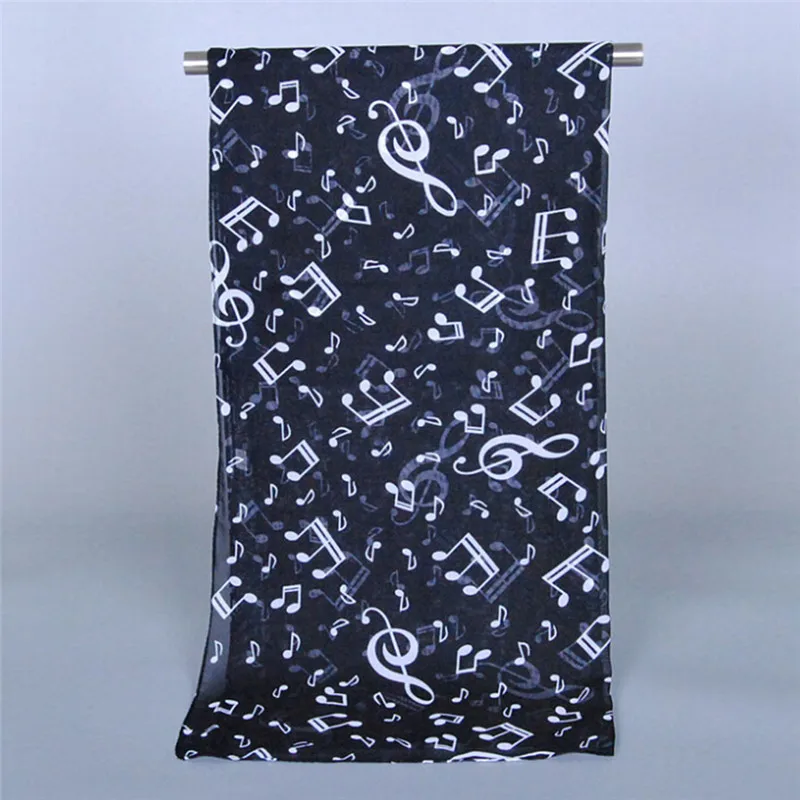 Special Price 2019 Women Fashion Musical Note Chiffon Neck Scarf Shawl Scarves Long Beauty Women\'s Scarf Black/White/Coffee