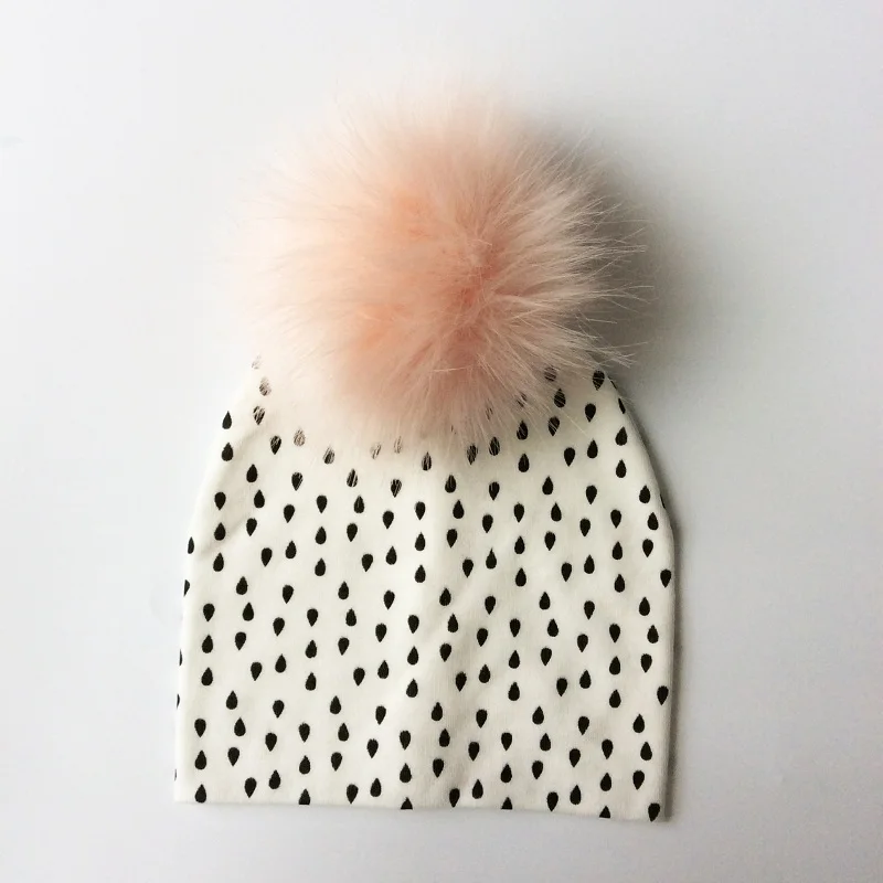 Baby Hat Cotton Printing Hat With Pompon For Girls Autumn Winter Boys Caps Children Bonnet