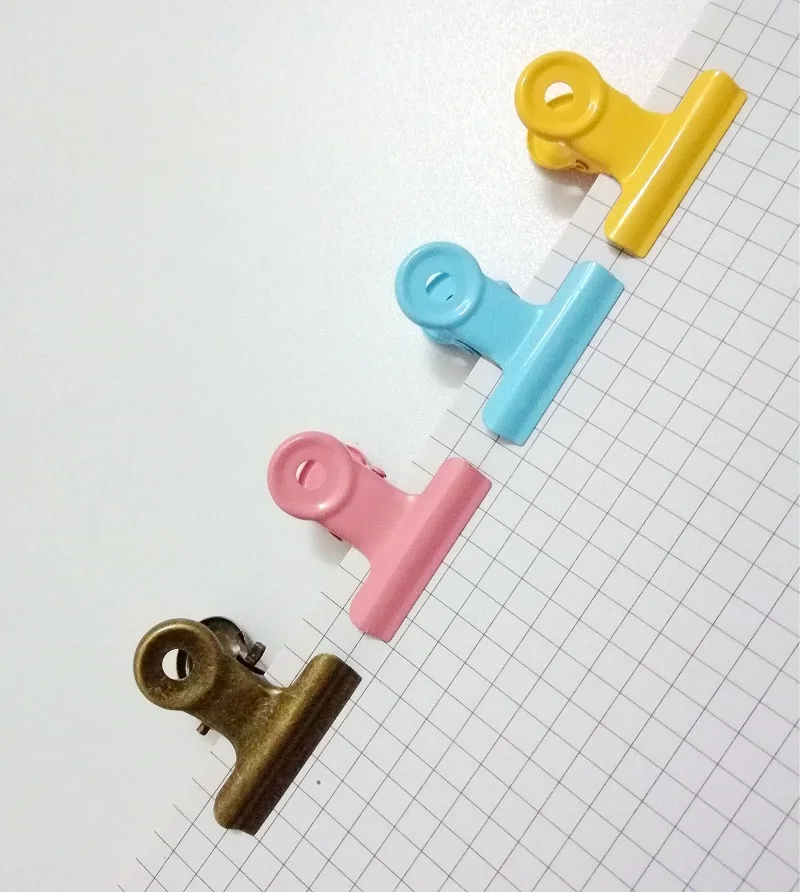 5Pcs Cute Metal Binder Clips Candy Color Paper Clip 30mm Clamp Bills Receipt Organizer Documents Clip Stationery Office Supplies