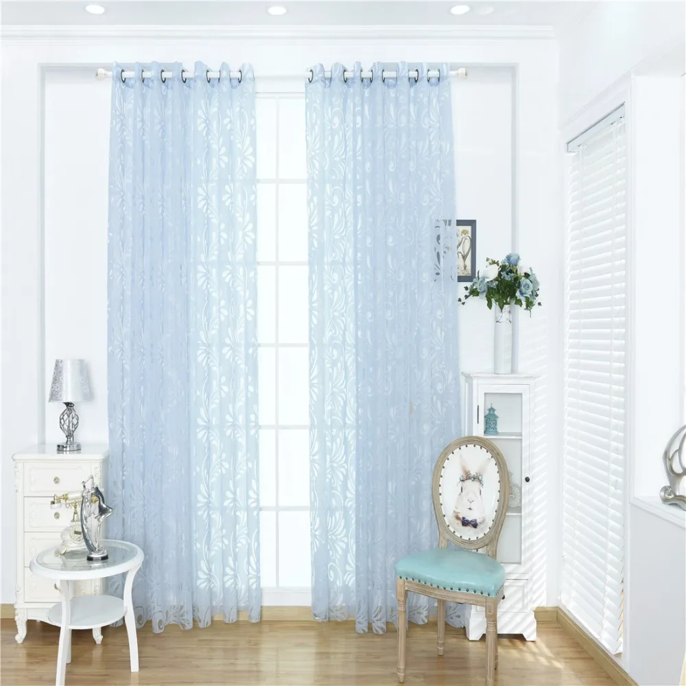 2018 Hot Sales Bubble Pattern Window sheers Home Decor Window Curtain Cut Flowers Window tulles 1pc