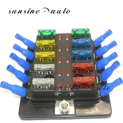 12V 32V Standard ATO ATC Fuse Box Holder With LED Indicator Light 4way 6 Ways 10way 12 Ways Blade for Auto Car Boat Marine Trike