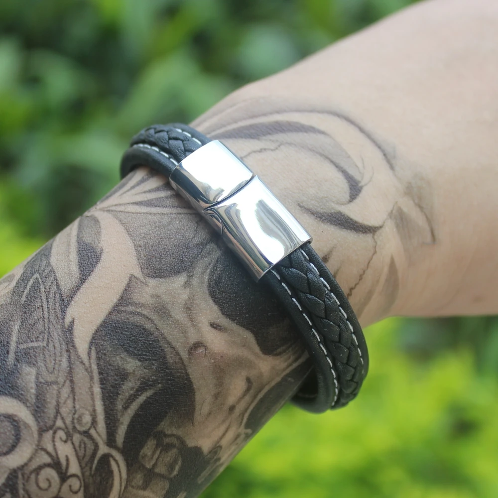 TYO خمر أسلاك الفولاذ المقاوم للصدأ الجلود الذكور أساور أساور مزيج خياطة سوار مجوهرات للرجال دروبشيبينغ #4