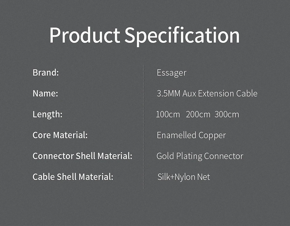 Essager Kopfhörer-Verlängerungskabel, 3,5 mm Audio-Aux-Kabel, 3,5 mm Buchse, Splitter, Lautsprecher-Verlängerungskabel für Kopfhörer-Adapter – Detail 10