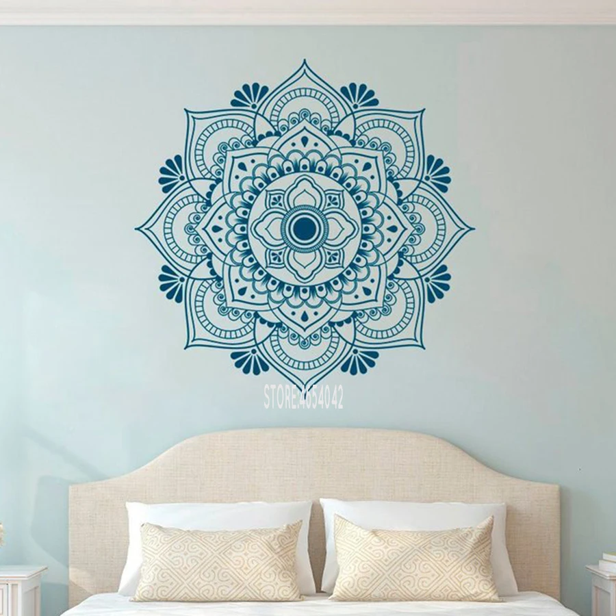 Mandala Wall Decal Headboard Zen Decor Lotus Flower Mandala Decal Vinyl Bedroom  Yoga Sticker Vinyl Bohemian Decals C31