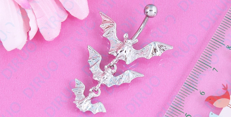 Fashion Dangle Gift Triple Vampire Bat Belly Ring Navel  Body Jewelry Piercing belly button ring