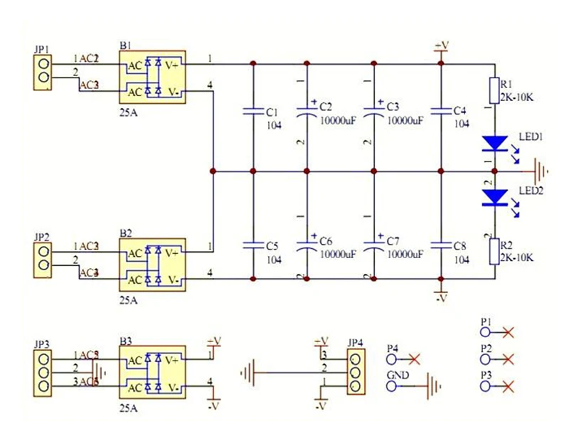 Double bridge rectifier single bridge rectifier power supply board 35mm pin distance large capacitor filter board 1969 amplifier