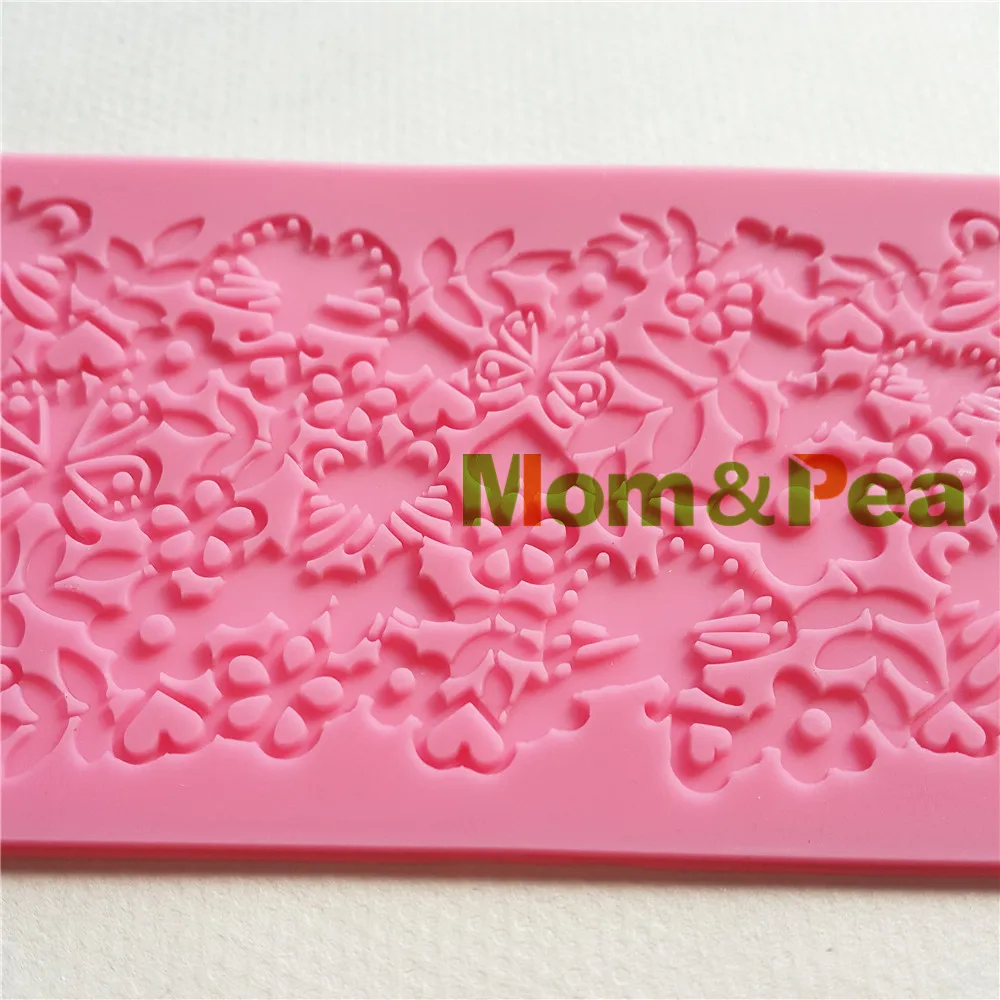 Mom&Pea GX208 Free Shipping Butterfly Lace Pad Cake Decoration Fondant Cake 3D Mold Food Grade Silicone Mould