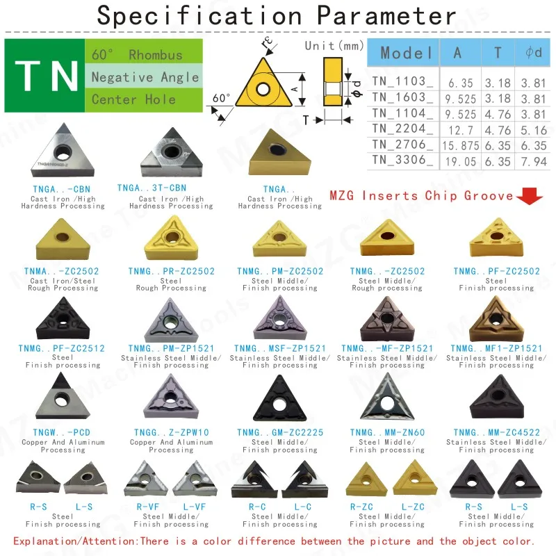 MOSASQUE-inserções de carboneto de tungstênio, usinagem áspera média de ferro fundido, cimentado, TNMA160404 ZK50, 10pcs