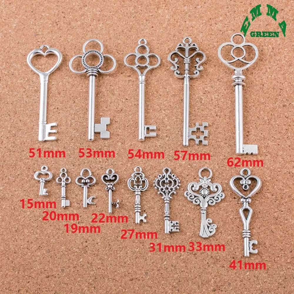 

Various Vintage Charms Keys Pendant Silver Color Metal Connectors Fashion Accessories Fit DIY Bracelets Necklace Jewelry Making