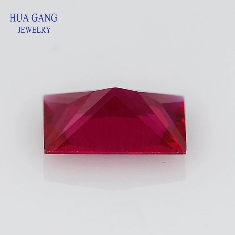 5# Red Stone Rectangle Shape Princess Cut Synthetic Corundum Gems stone For jewelry Size 2x3~10x14mm