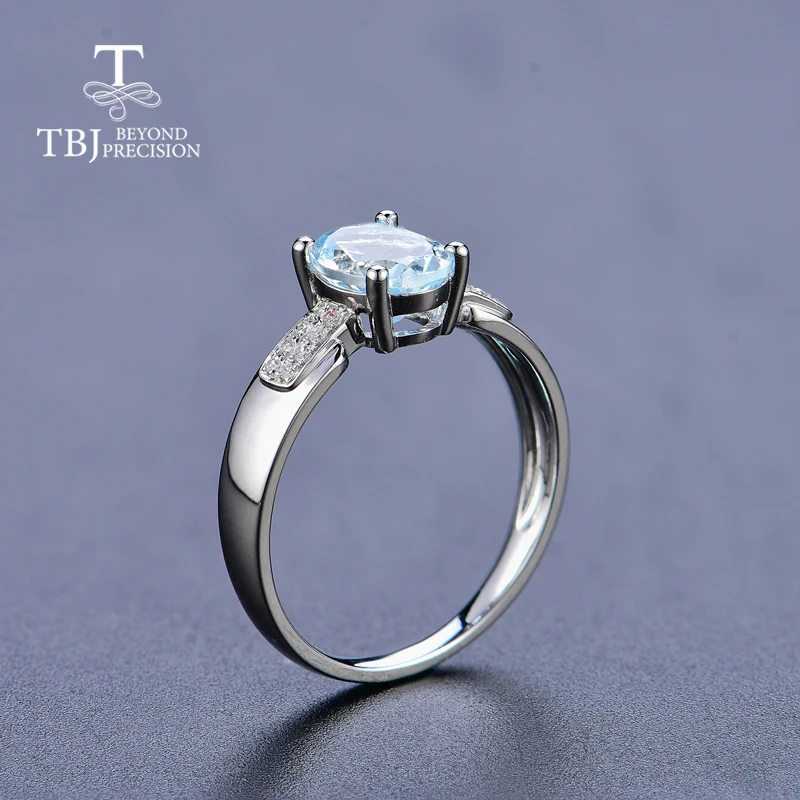 14K white gold rings 100% natural aquamarine with diamond gemstone fine jewelry apply to proposal ring & bridal jewelry sets