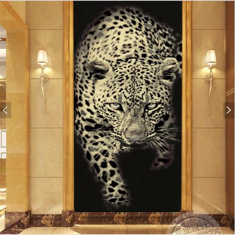 

Custom large fresco personality mighty ferocious money leopard mysterious fresco decoration painting wall wallpaper