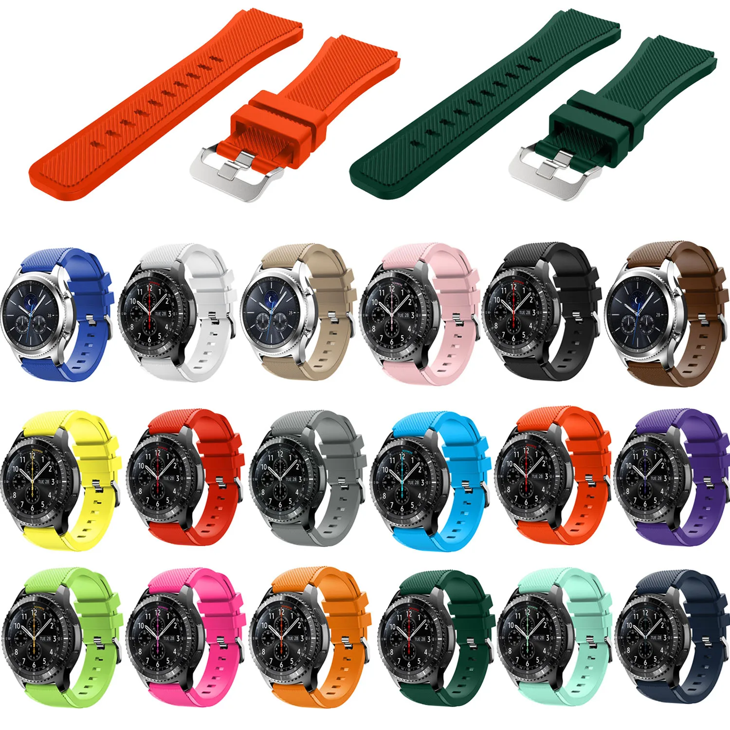 Hot Sale 22mm Sports Silicone Strap for Samsung Gear S3 Frontier Band for Gear S3 Classic Rubber Watchband Replacement Wristband