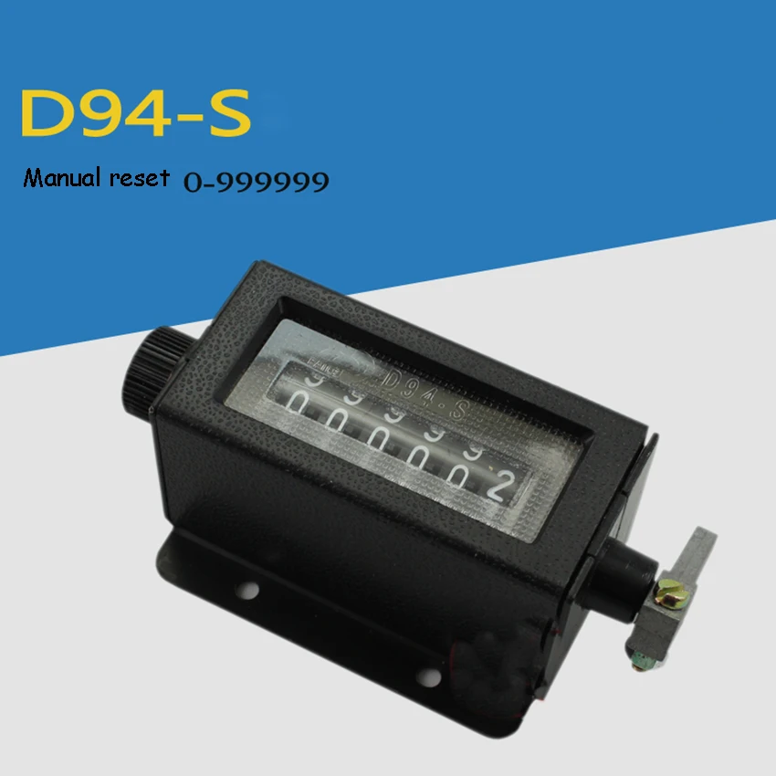 D94-S 6-digit Counters Pull Mechanical Counter Clockwise Rotation Manual Reset Industrial Revolution Table 0-999999