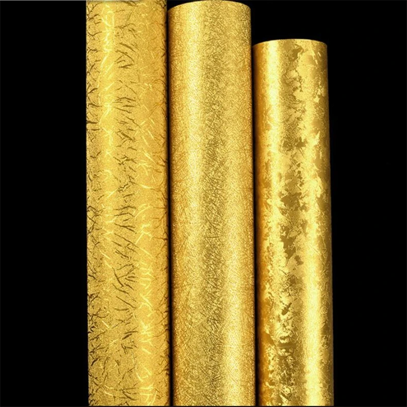 papel de parede Gold foil wallpaper gold yellow silver ktv hotel living room brushed ceiling Chinese style ceiling 3d wallpaper