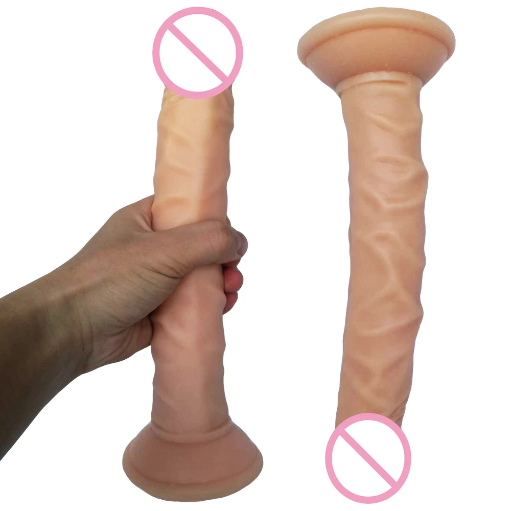 HOWOSEX Super Huge long 25*4cm Realistic Dildo soft penis Strong Elastic Vagina Massager with Suction Cup for Female sex toy