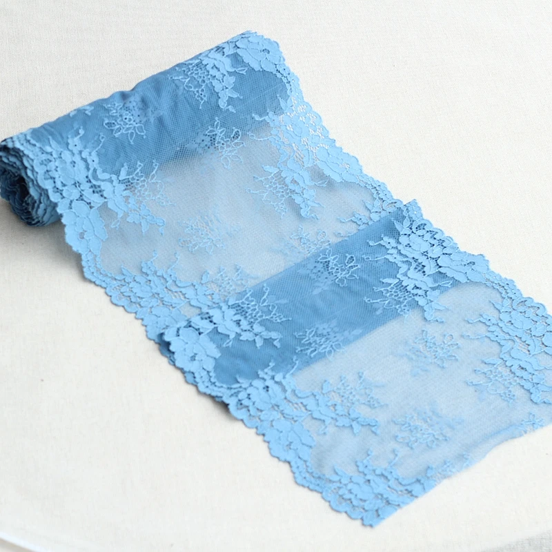 MLAEY 2Yards Blue  Exquisite Elastic stretch Lace Trim High Quality Lace Fabric DIY Craft&Sewing Dress Clothing Accessories