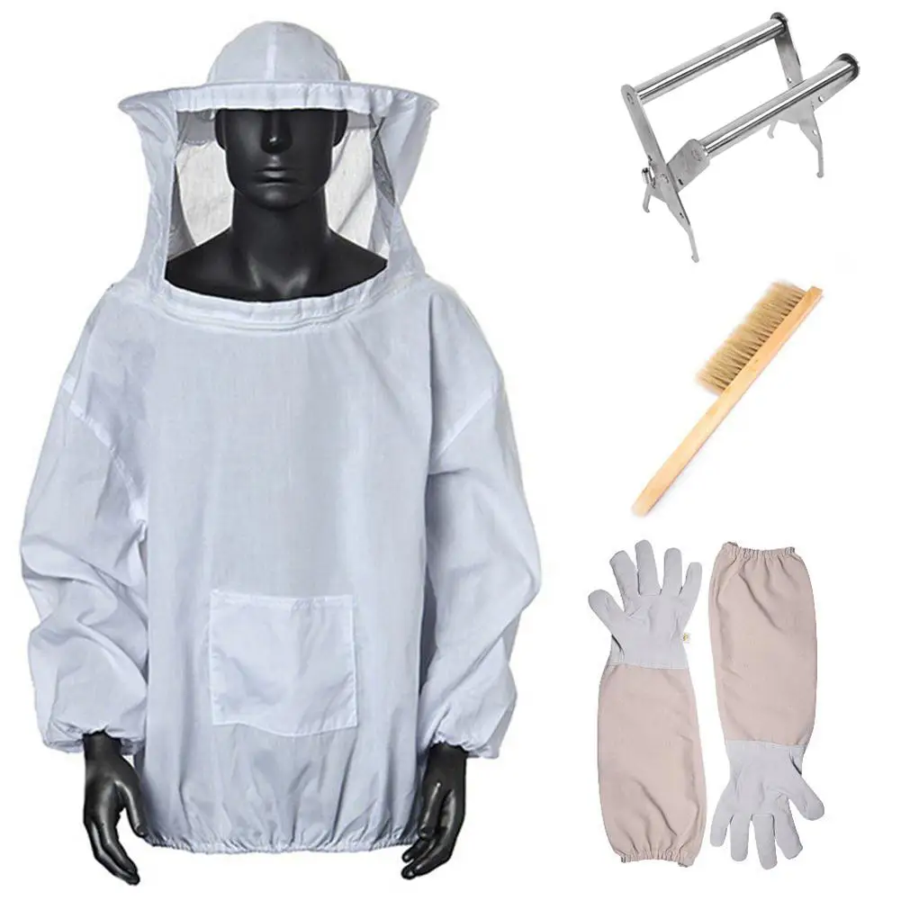 

Professional Beekeeping Protective Jacket Suit With Veil Beekeeper Jacket Gloves Bee Hive Brush Bee Box Clip Beekeeper Equipment