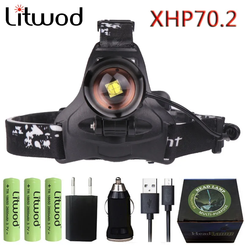 

Litwod 2806 Z30 New arrive XHP70.2 32W 3200lm powerful Led headlamp Headlight zoom head lamp light flashlight torch Lantern