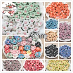 50 pz 6mm colore misto fatto a mano ceramica fiore flatback cabochon gioielli fai da te decorazione del telefono senza foro