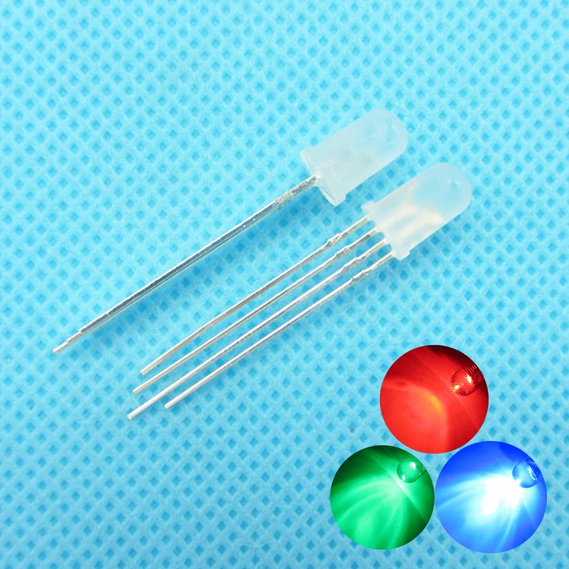 10pcs/lot F5 5mm LED Diffused Foggy Multicolor 4pin Common Cathode RGB Light Emitting Diode Lamp Bead Round Plug-in DIY Kit