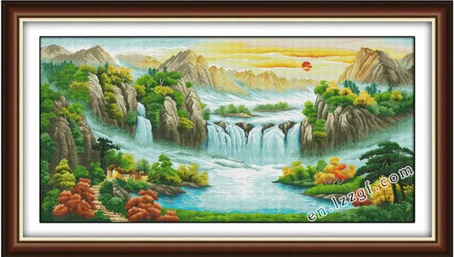 Beautiful scene(2)  cross stitch kit Chinese river canvas aida 18 14ct 11ct hand embroidery DIY handmade needlework supplies bag