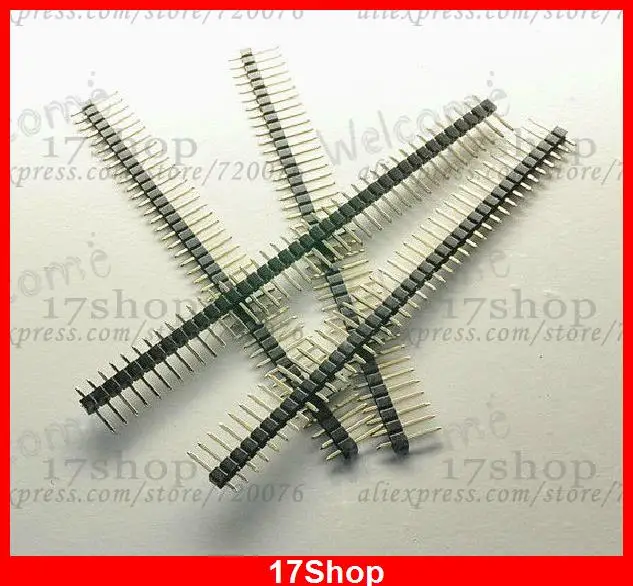 200PCS Gilded Pin Header 40 Pin 2.54 mm Single Row Connectors for Programmer PCB