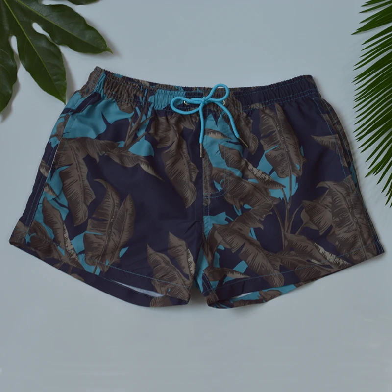 Short de plage pour hommes, imprimé feuilles, séchage rapide, taille élastique, maillot de bain, Sunga Masculina XL, nouvelle collection, maillots de surf