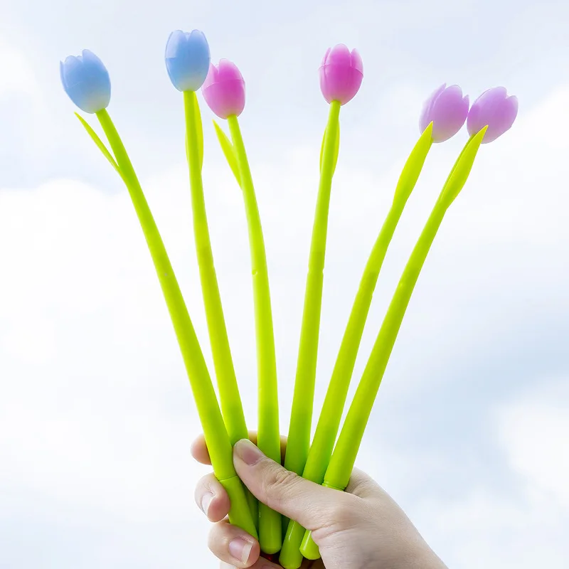 (3 stuks/partij) Meekleurende Tulip Siliconen Gel Pen Leuke Student Examen Schrijfpen