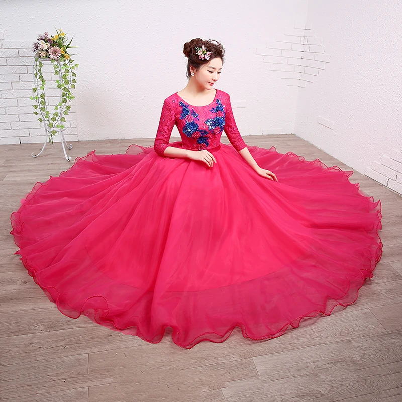 

Free ship hot pink lace flower blue beading ball gown medieval Renaissance Gown Victorian Belle ball